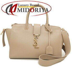 SAINT LAURENT Downtown Handbag Grained Leather Beige